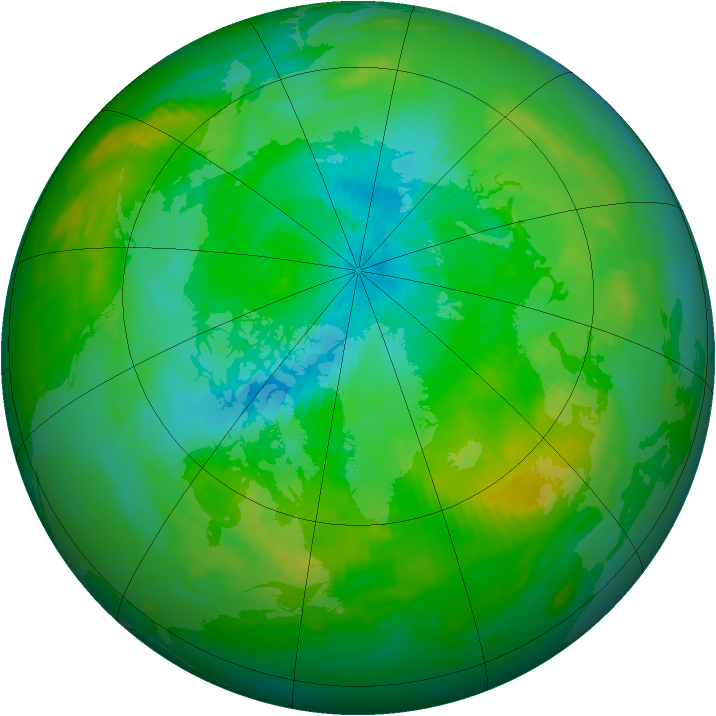 Arctic ozone map for 19 August 1982